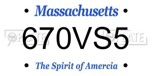 670VS5 Massachusetts License Plate