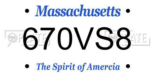 670VS8 Massachusetts License Plate