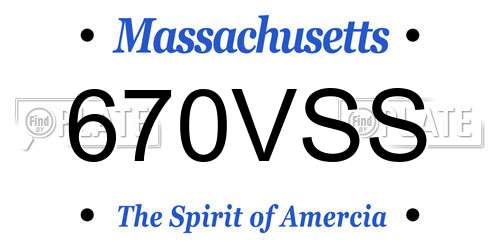 670VSS Massachusetts License Plate