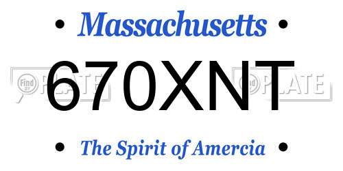 670XNT Massachusetts License Plate