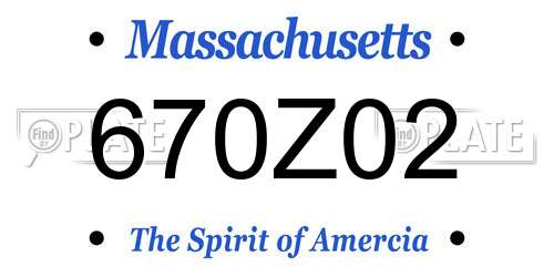 670Z02 Massachusetts License Plate