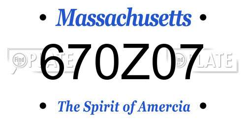 670Z07 Massachusetts License Plate