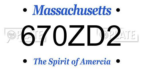 670ZD2 Massachusetts License Plate