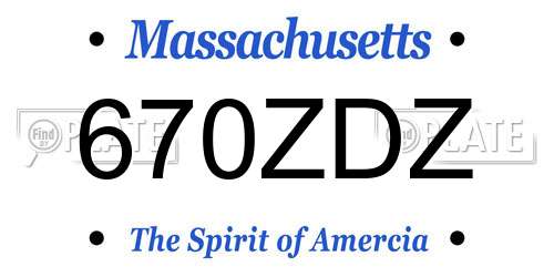 670ZDZ Massachusetts License Plate