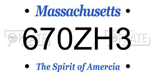 670ZH3 Massachusetts License Plate
