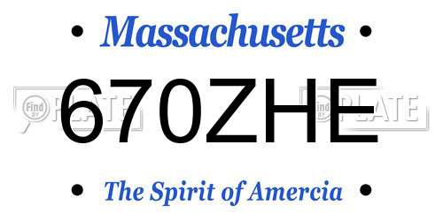 670ZHE Massachusetts License Plate