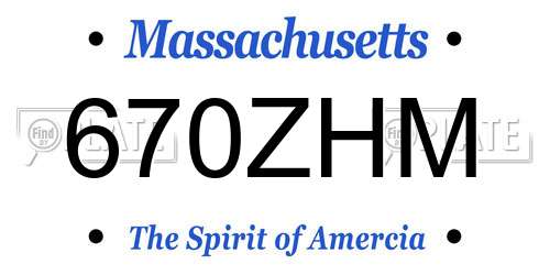 670ZHM Massachusetts License Plate