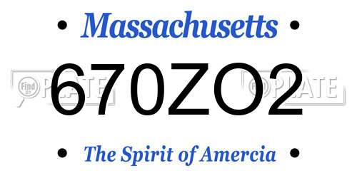 670ZO2 Massachusetts License Plate