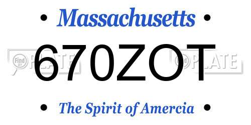 670ZOT Massachusetts License Plate