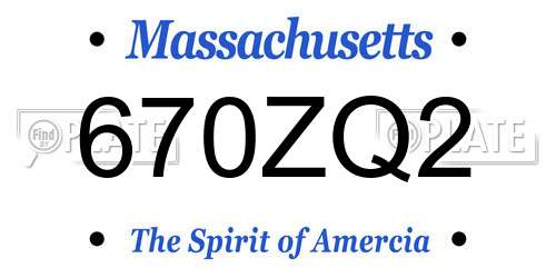 670ZQ2 Massachusetts License Plate