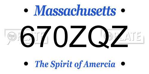 670ZQZ Massachusetts License Plate