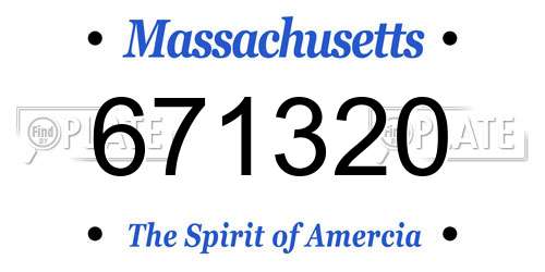 671320 Massachusetts License Plate
