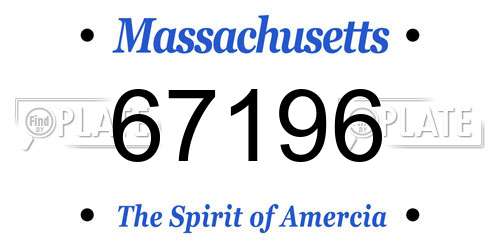 67196 Massachusetts License Plate