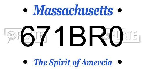 671BR0 Massachusetts License Plate
