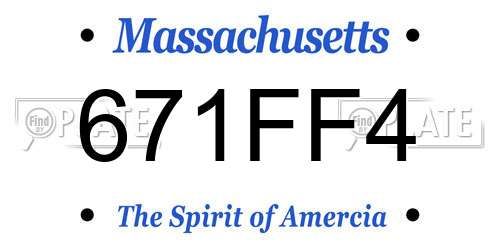 671FF4 Massachusetts License Plate