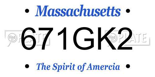 671GK2 Massachusetts License Plate