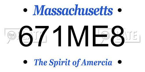 671ME8 Massachusetts License Plate