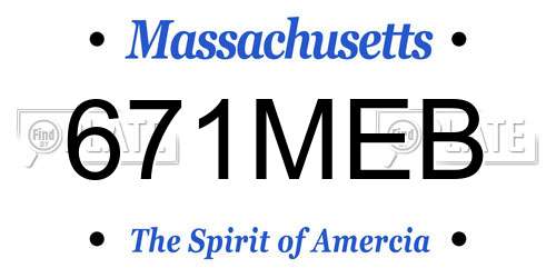 671MEB Massachusetts License Plate