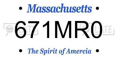 671MR0 Massachusetts License Plate