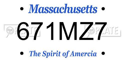 671MZ7 Massachusetts License Plate