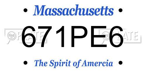 671PE6 Massachusetts License Plate