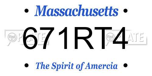 671RT4 Massachusetts License Plate