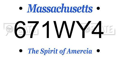671WY4 Massachusetts License Plate