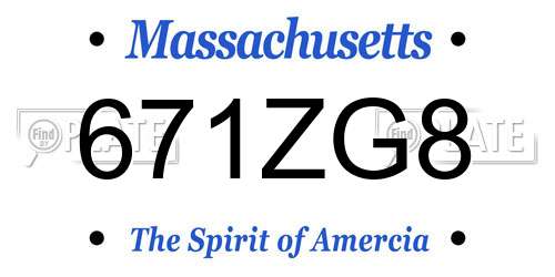 671ZG8 Massachusetts License Plate