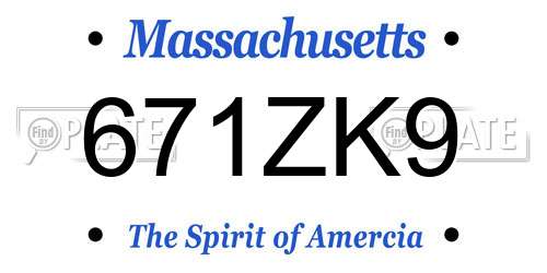 671ZK9 Massachusetts License Plate