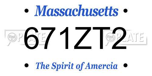 671ZT2 Massachusetts License Plate