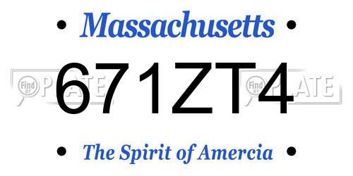 671ZT4 Massachusetts License Plate