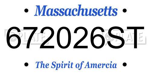 672026ST Massachusetts License Plate