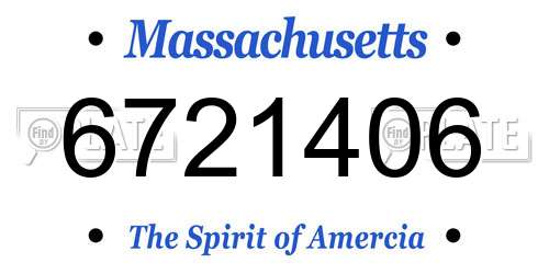 6721406 Massachusetts License Plate