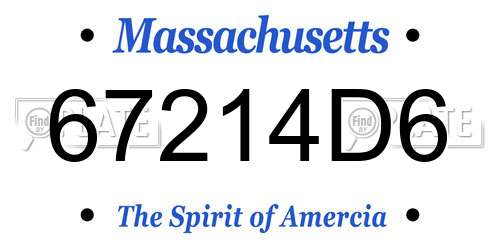 67214D6 Massachusetts License Plate