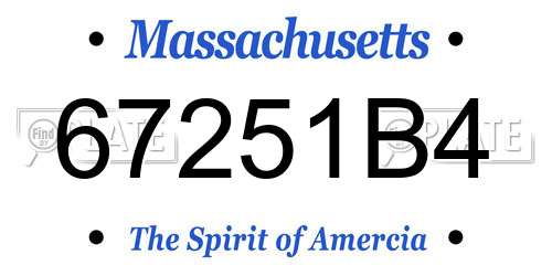 67251B4 Massachusetts License Plate