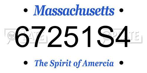 67251S4 Massachusetts License Plate