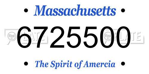 6725500 Massachusetts License Plate