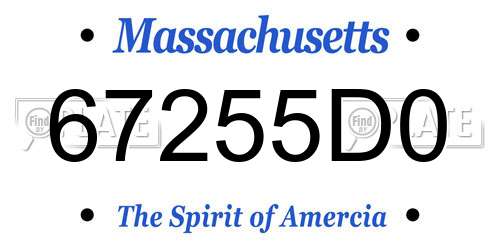 67255D0 Massachusetts License Plate