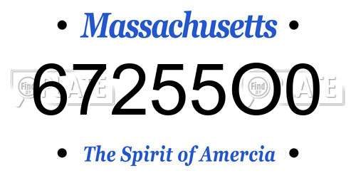 67255O0 Massachusetts License Plate