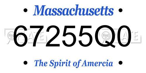 67255Q0 Massachusetts License Plate