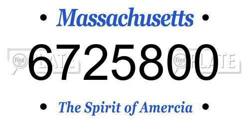 6725800 Massachusetts License Plate