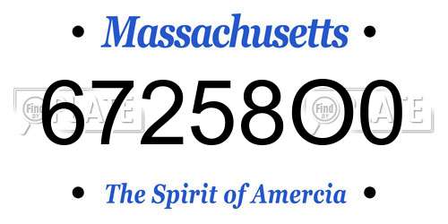 67258O0 Massachusetts License Plate