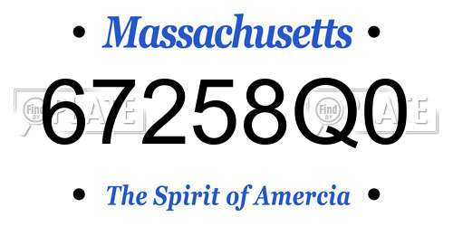 67258Q0 Massachusetts License Plate