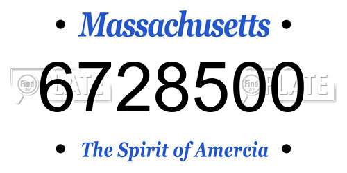 6728500 Massachusetts License Plate