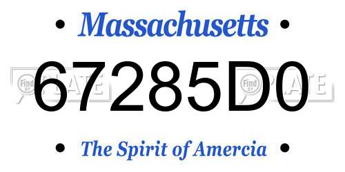 67285D0 Massachusetts License Plate