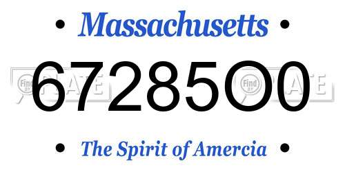 67285O0 Massachusetts License Plate
