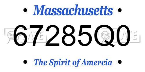 67285Q0 Massachusetts License Plate