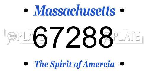 67288 Massachusetts License Plate