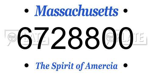 6728800 Massachusetts License Plate