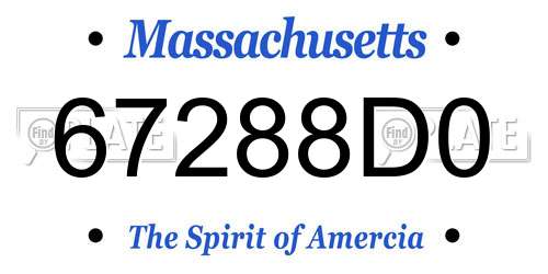 67288D0 Massachusetts License Plate